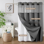 Solid-color Waffle-patterned Double-layer Large-loop-lined Shower Curtain