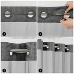 Solid-color Waffle-patterned Double-layer Large-loop-lined Shower Curtain